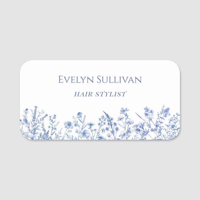 Blåblommor namn bricka namnbricka (Framsida)