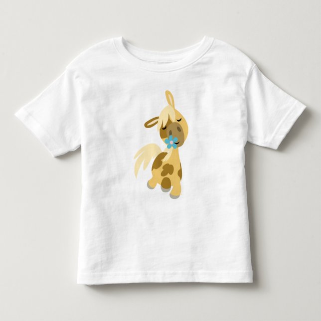 Blåblommor och barn i Pony T-shirt (Framsida)
