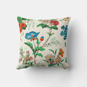 Blåblommor och rödblommor, vintage Mönster Kudde