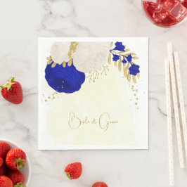 Blåblommor och vitblommor, bläckfisk av royal guld pappersservett