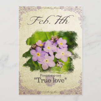 Blåblommor på födelsedagen i februari 7:e "Glöm-mi Kort