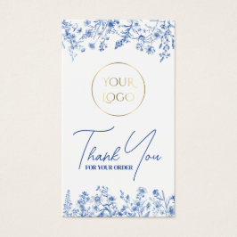 Blåblommor paket infogas i fransk visitkort