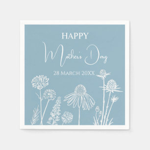 Blåblommor Sketched Lycklig Mor's Day Pappersservett