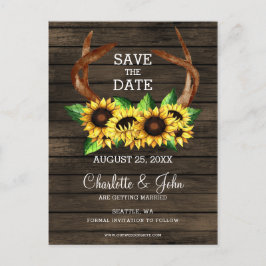 Blåblommor, solrosor land chic bröllop meddelande vykort