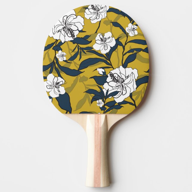 Blåblommor: Vintage av Gult Sömlös. Pingisracket (Framsidan)