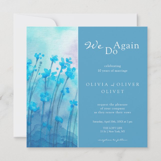 Blåblommor Vow-inbjudan om förnyelse Inbjudningar (Framsida)