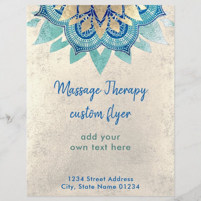 Blåblusblomma från FAUX guld Reklamblad (Framsidan)