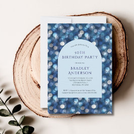 Blåbokeh Bakgrundsbåge för honom 50:e födelsedagen Inbjudningar