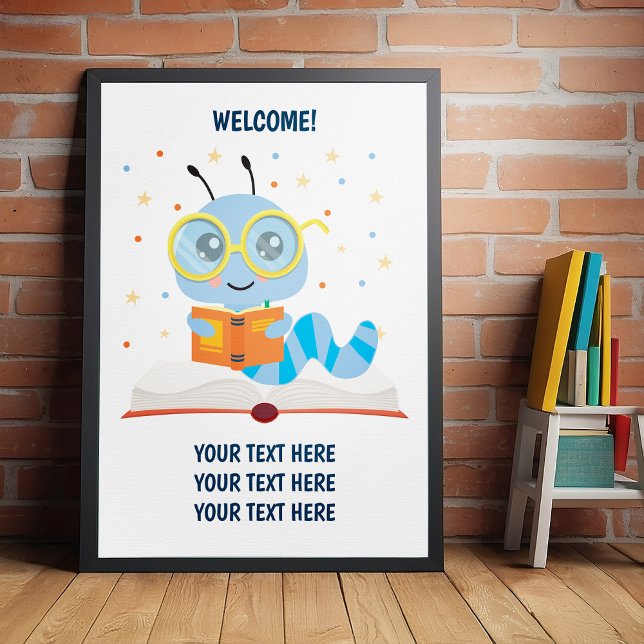 Blåboksmasktema Poster (Perfect poster for school book event, book week, and to celebrate birthday and baby showers.)