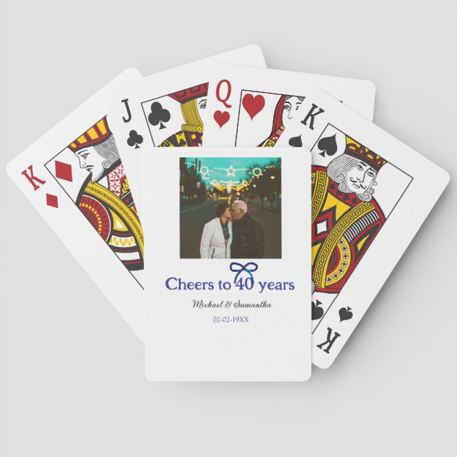 Blåböld till 40-årsdagen bröllop casinokort (Baksidan)