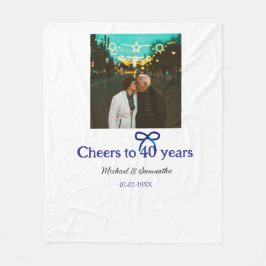 Blåböld till 40-årsdagen bröllop fleecefilt