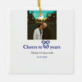 Blåböld till 40-årsdagen bröllop julgransprydnad keramik