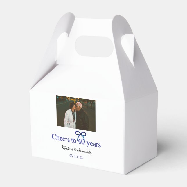 Blåböld till 40-årsdagen bröllop presentaskar (Framsidan Sidan)