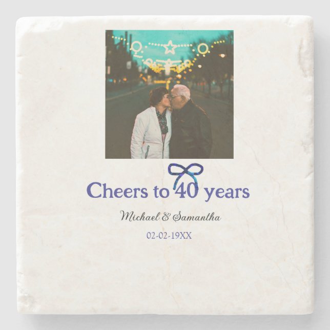 Blåböld till 40-årsdagen bröllop stenunderlägg (Framsidan)