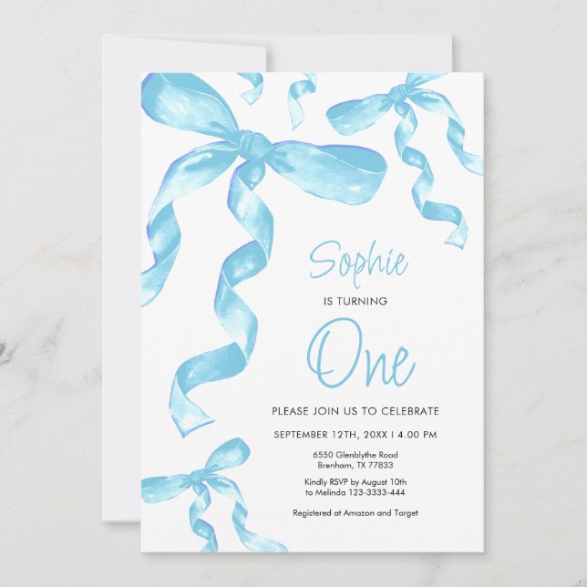 Blåböljeinbjudan för födelsedag inbjudningar (Framsida)