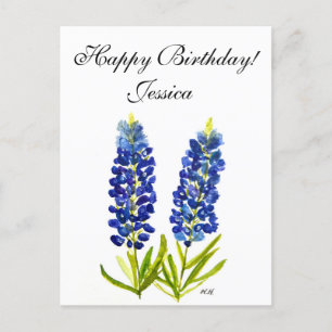 Blåbon Texas statliga blommor Lupin Akvarell Vykort