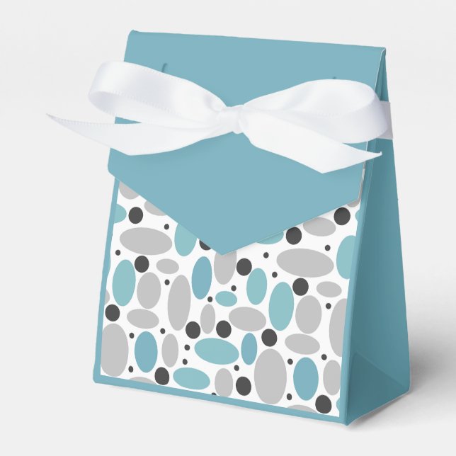 Blåböna, grått-polka, punktretro mönster, hemdekod presentaskar (Framsidan Sidan)