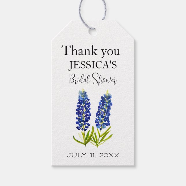 Blåbonde Vildblomma Blå Blommor Bröllopsfest Presentetikett (Framsidan)