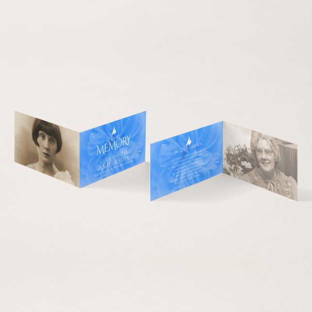 Blåbönekort i ro, begravda i minnesblått kort (In- och utsida)