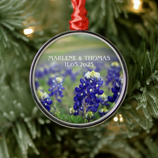 Blåbonens Blå Blommor Texas Blommig Bröllop Julgransprydnad Metall (Träd)