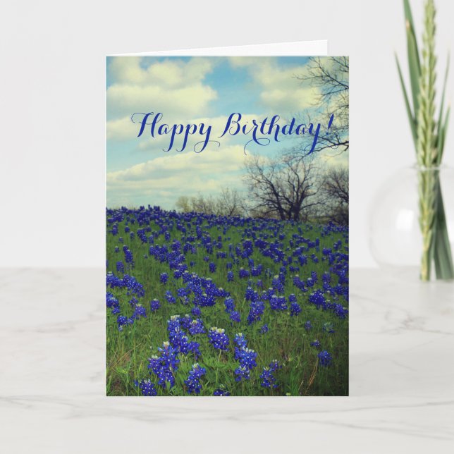Blåbonens Blå Blommor Texas Födelsedags Blommig Th Tack Kort (Framsida)