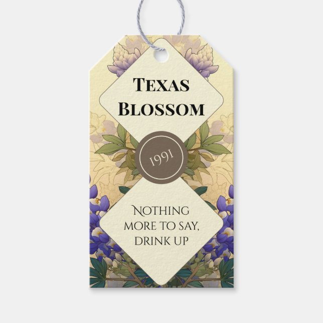 Blåbonor i Texas flasketikett set Presentetikett (Framsidan)