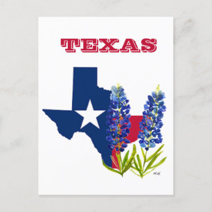 Blåbonor Texas statliga blommor Lupin Akvarell Vykort