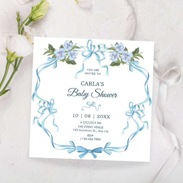 Blåbordets blommigt babydusch inbjudningar (Skapare uppladdad)