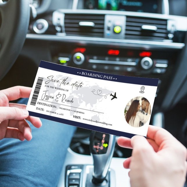 Blåbordspass för flotta Biljett Bröllop Spara Datumet (Skapare uppladdad)