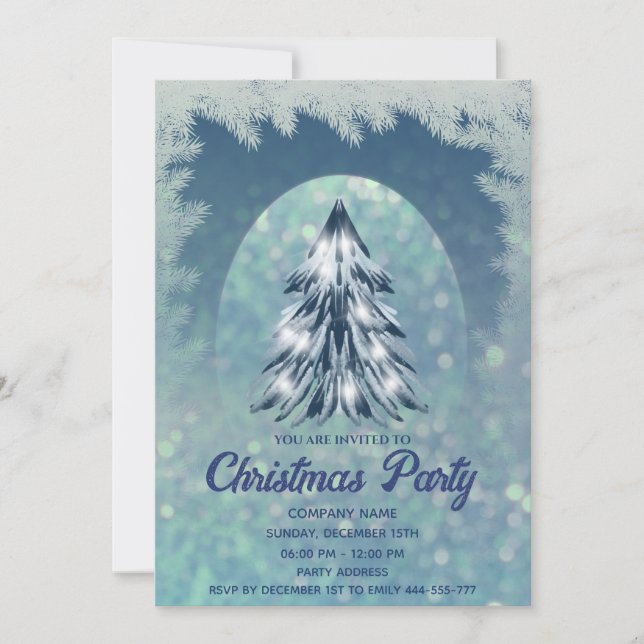 Blåborst, vattenfärgsföretag Jul party Inbjudningar (Framsida)