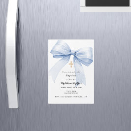 Blåbösspojke Baptism Magnetisk Inbjudningskort