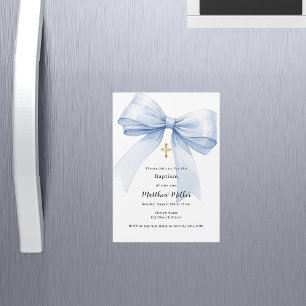 Blåbösspojke Baptism Magnetisk Inbjudningskort