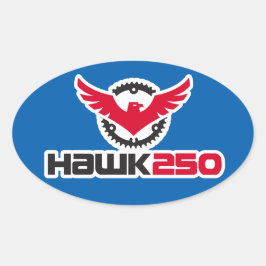 Blåbottenoval hawk 250-Logotypers-etikett Ovalt Klistermärke
