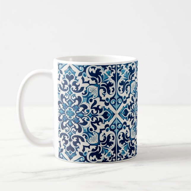 Blåbricka i Portugal Kaffemugg (Vänster)