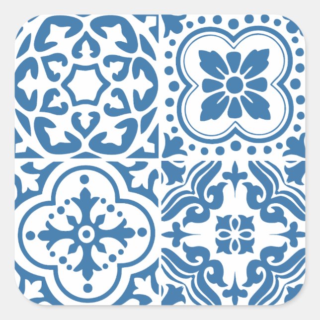 Blåbrickor 2 fyrkantigt klistermärke (Framsida)