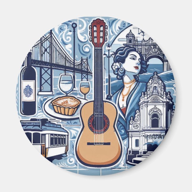 Blåbriljan om Lissabon- och portugisisk kultur Magnet (Framsidan)