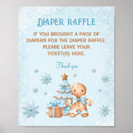 Blåbröd Blå babyskor Diaper Raffle Sign Poster