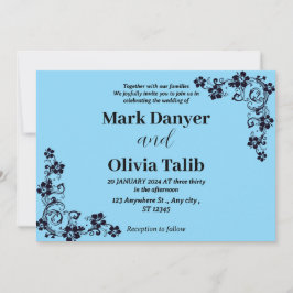 Blåbröllop i elegant Himmel - Romantisk inbjudan