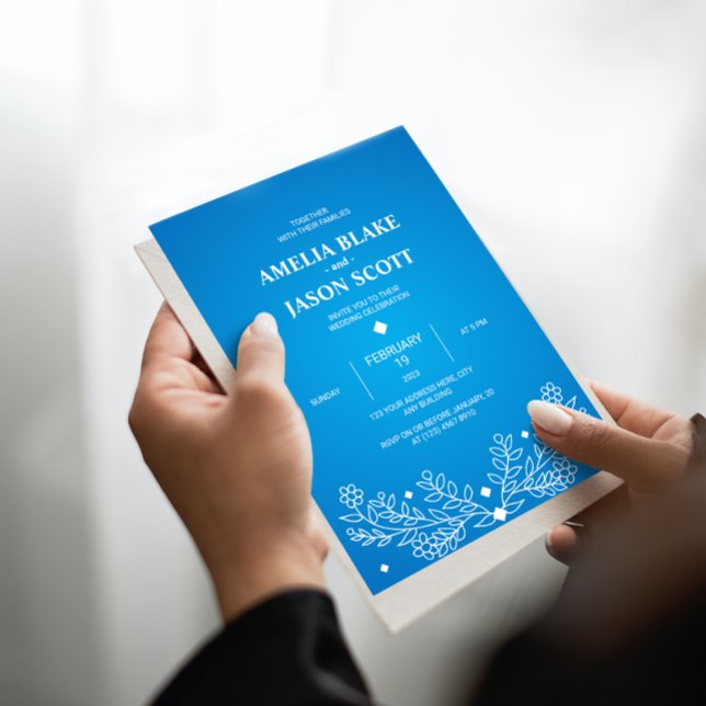 Blåbröllop med minimalistisk Elegant Inbjudningar (Skapare uppladdad)