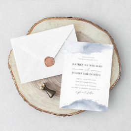 Blåbröllopsinbjudan Dusty Guld Elegant Inbjudningar