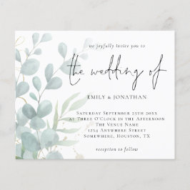 Blåbröllopsinbjudan för budgeteukalyptus Powder