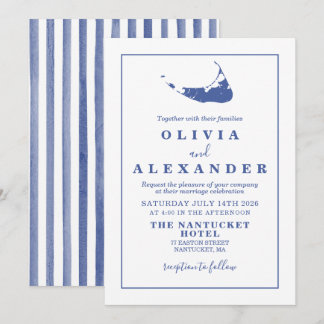Blåbröllopsinbjudan för Nantucket Blue Inbjudningar