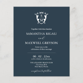 Blåbröllopsinbjudan i Monogram Flygblad