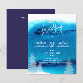 Blåbröllopsinbjudan LeahG BUDGET Mountain Blue Wed