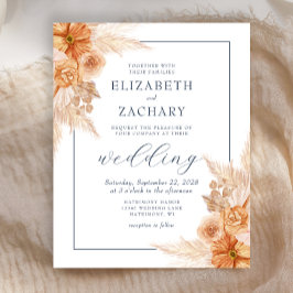 Blåbröllopsinbjudan till Blommigten Boho Torkad