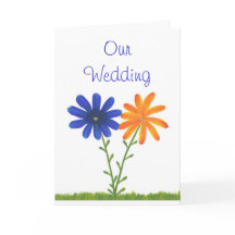 Blåbröllopsinbjudningar och Orangar, blommor