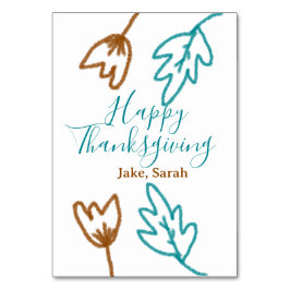 Blåbrun höst löv blomma h, happy thanksgiving bordsnummer