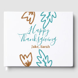 Blåbrun höst löv blomma h, happy thanksgiving gästböcker