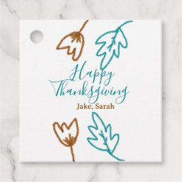 Blåbrun höst löv blomma h, happy thanksgiving gåvor etiketter