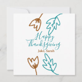 Blåbrun höst löv blomma h, happy thanksgiving julkort